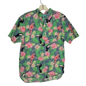 Chubbies The Nutter Tropical Print Shirt Toucan Parrot Island Vacation Men Small